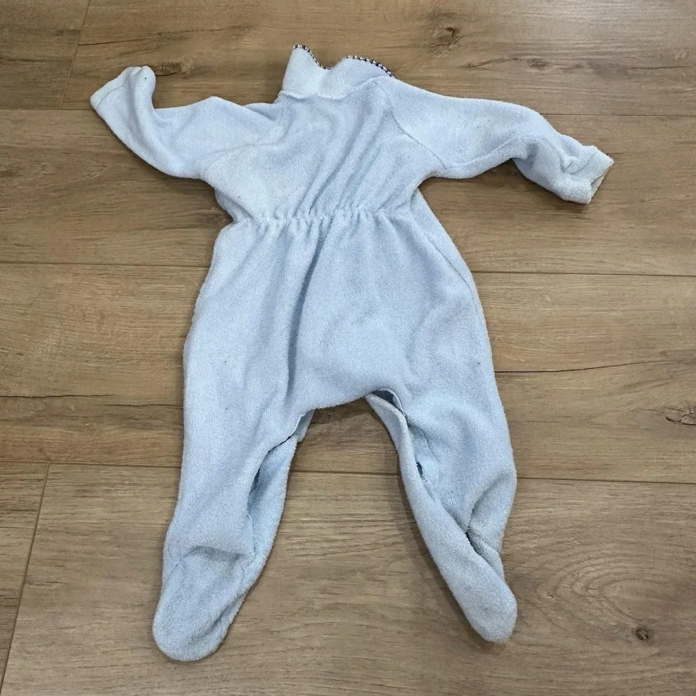 VTG (3) 90's Baby Infant Boy Sleepers Pajamas‎ 6-9 mos Blue Montgomery Ward